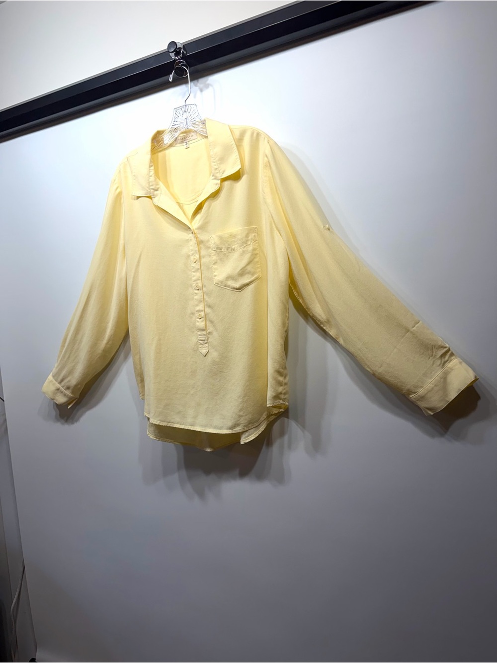 Side Stitch LA 100% Lyocell Button Front Roll Tab Blouse Yellow Size Medium - Picture 11 of 11